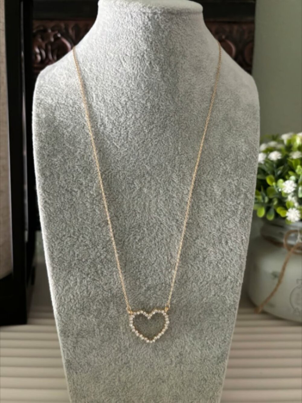 CZ Heart Necklace on Gold